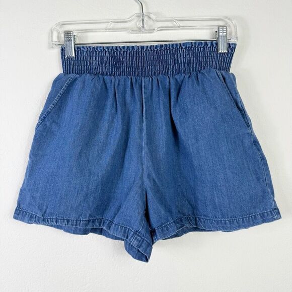 Universal Thread Medium Wash High Rise Paper Bag Chambray Denim Shorts Size XS - Picture 1 of 5